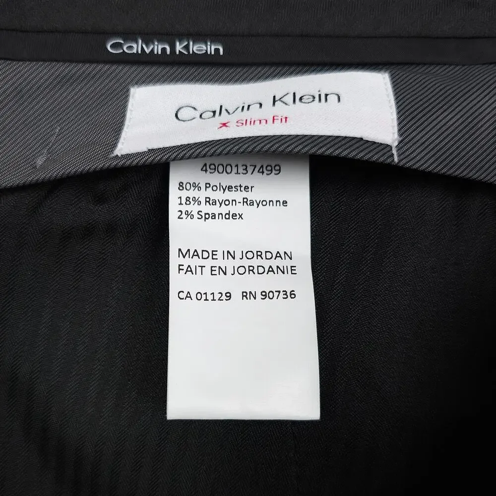 Calvin Klein Mens Slim Fit Dress Pants 35x30 Black Solid Stretch Micro Twill NWT